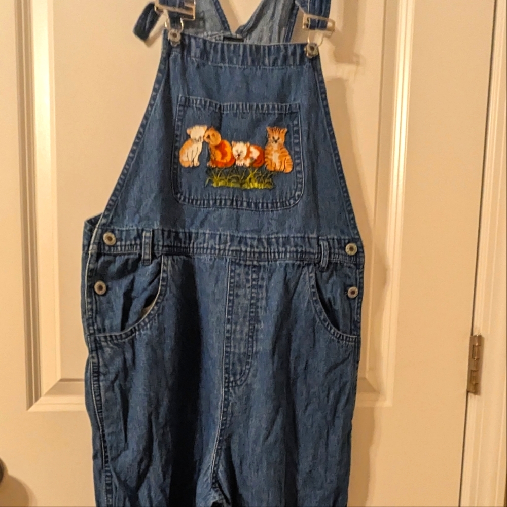 😻Vintage hand sewn cat overalls